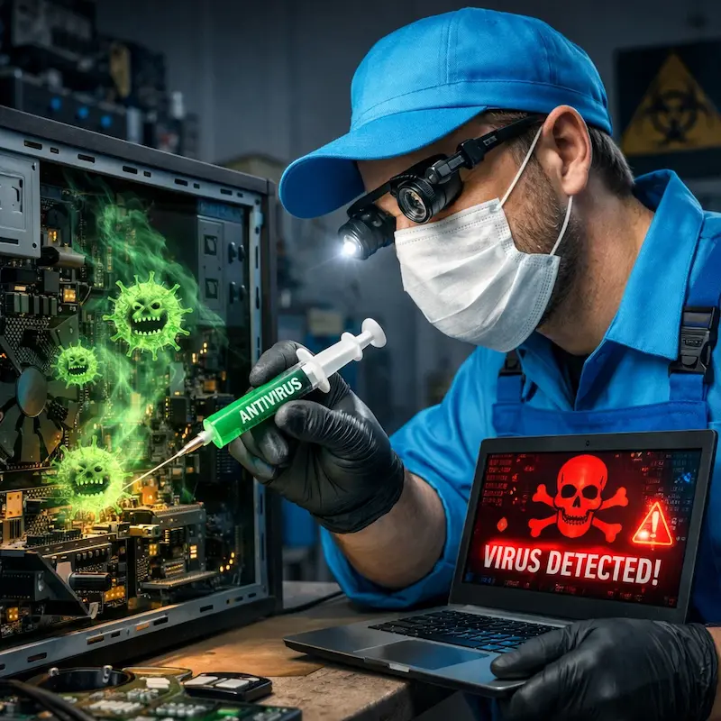 Лечение компьютера от вирусов в Колтушах на дому